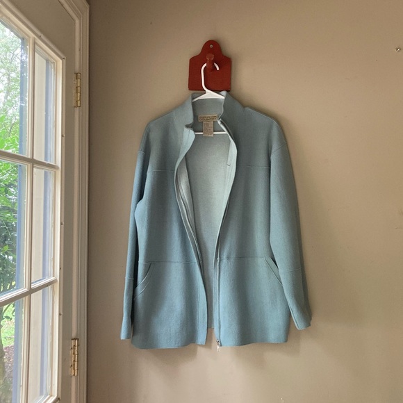 Jones New York Country Blue Wool Zip Jacket M - Picture 2 of 7